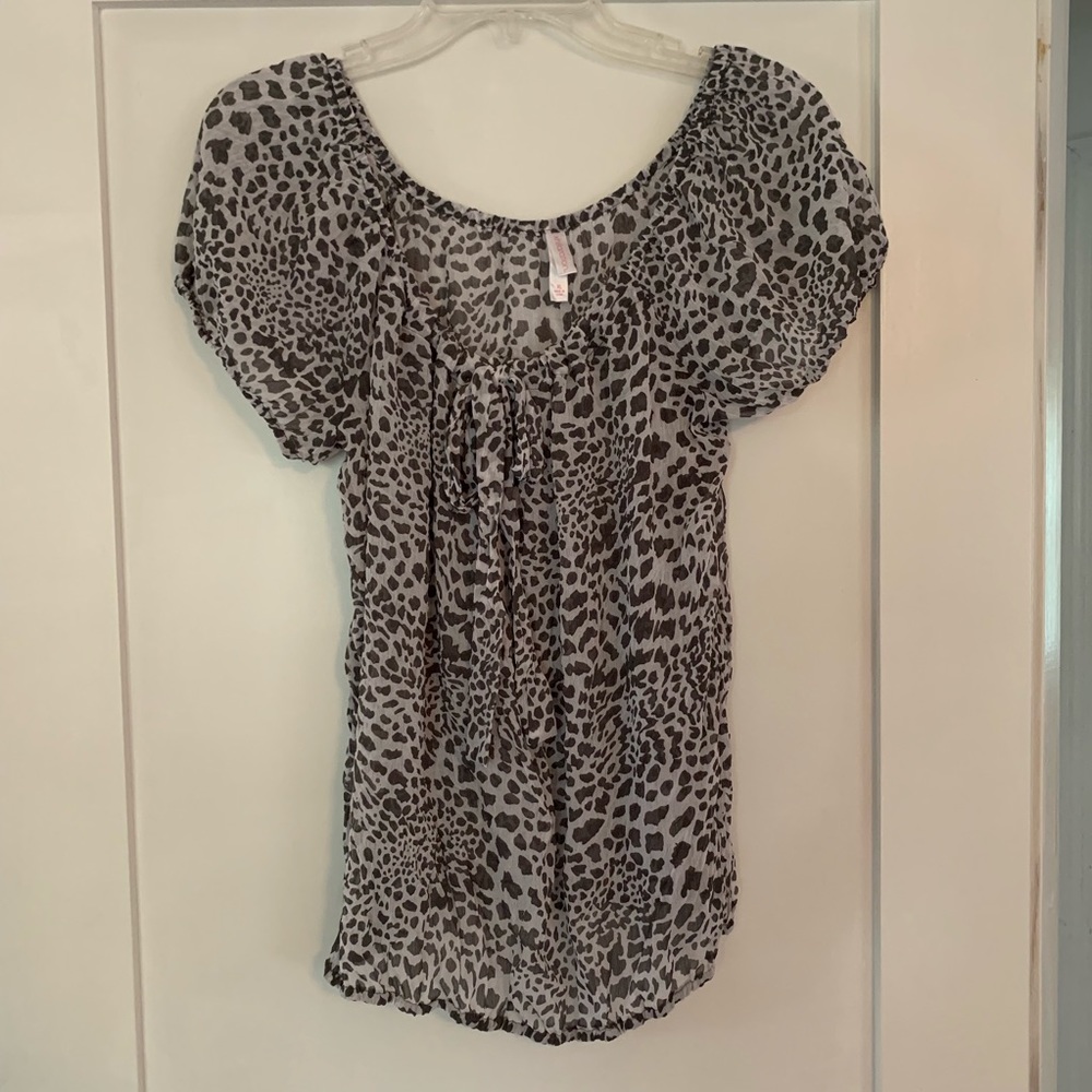 Animal print sheer top